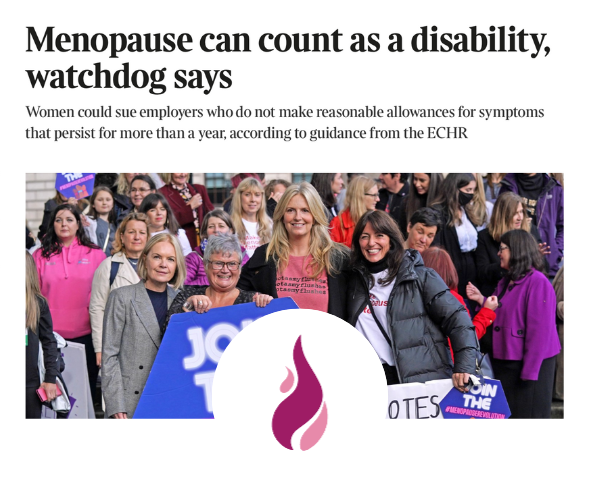 menopause discrimination, menopause disability, menopause employment law, protected characteristic, line managers affected by the menopause, day to day activities, safety at work act, work act 1974, menopausal women health condition, raising awareness open and honest, poor performance, discrimination claims, menopause training, menopause workplace support